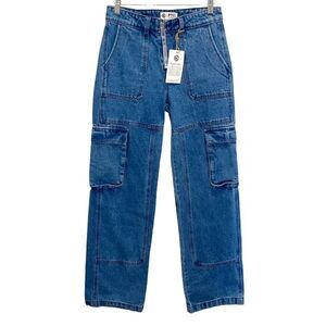 PTCL Ethical Clothing Womens 100% Cotton Cargo Pocket‎ Jeans Blue Size 26 NWT
